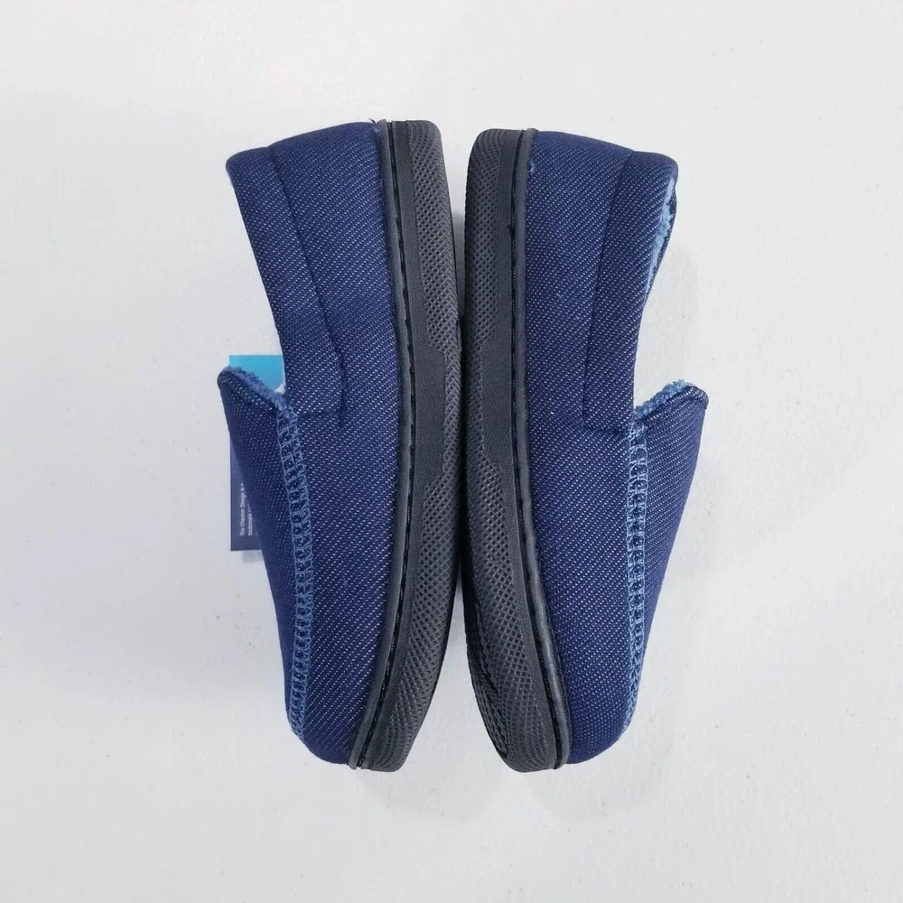 Isotoner Kids Chandler Moccasin Slippers Size 9-10 Navy Blue NEW Boys